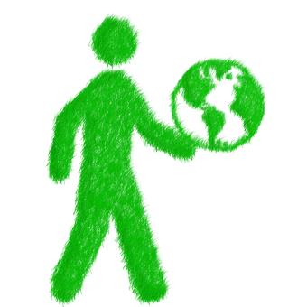 Green_ Glowing_ Stick_ Figure_with_ Earth_ Ball PNG image