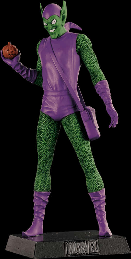 Green Goblin Action Figurewith Pumpkin Bomb PNG image