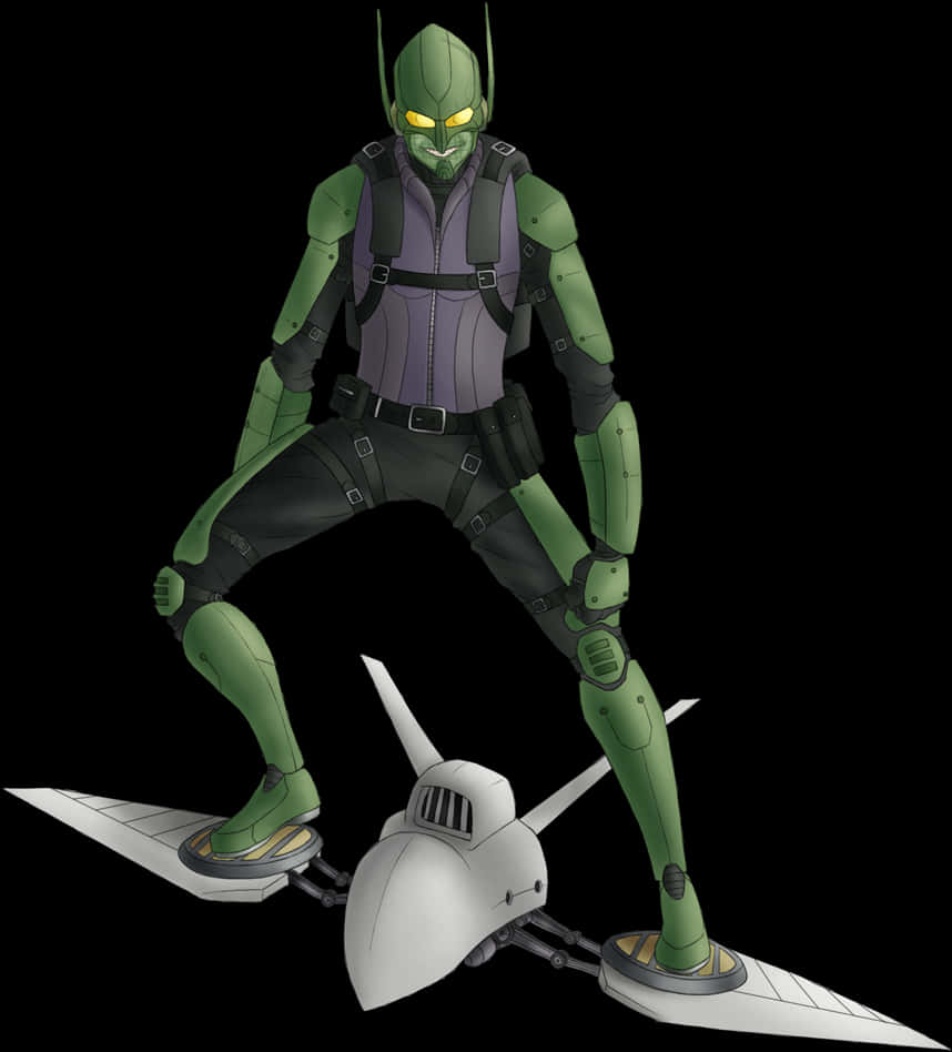 Green Goblin Standingon Glider PNG image