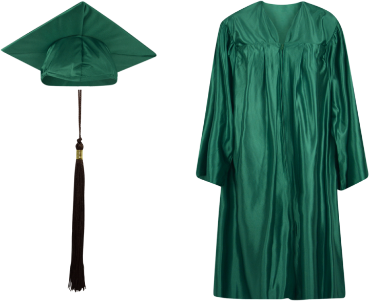 Green Graduation Capand Gown PNG image