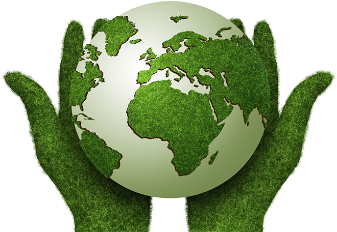 Green Grass Hands Cradling Globe PNG image