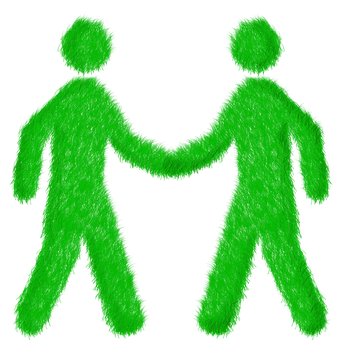 Green Grass People Holding Hands PNG image