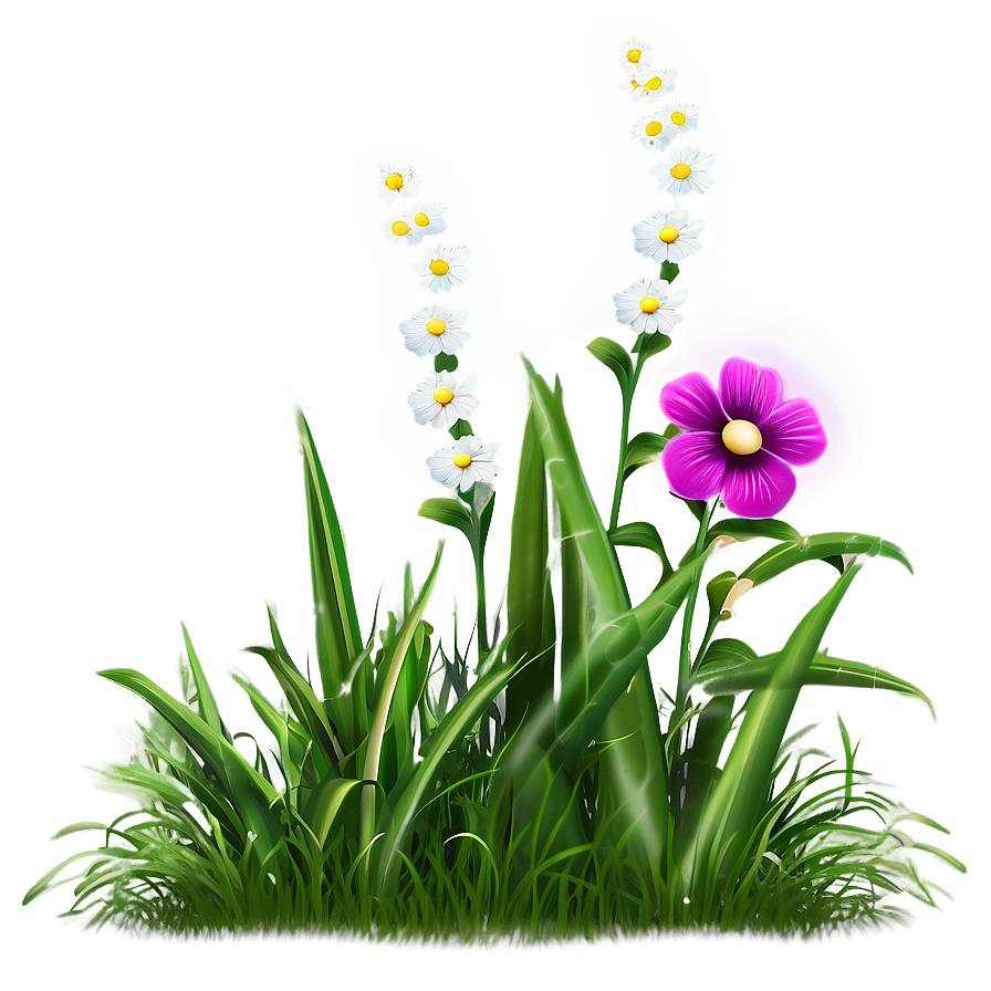 Green Grass With Flowers Png 61 PNG image