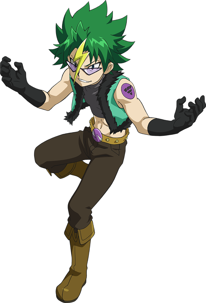 Green Haired Anime Character Beyblade PNG image