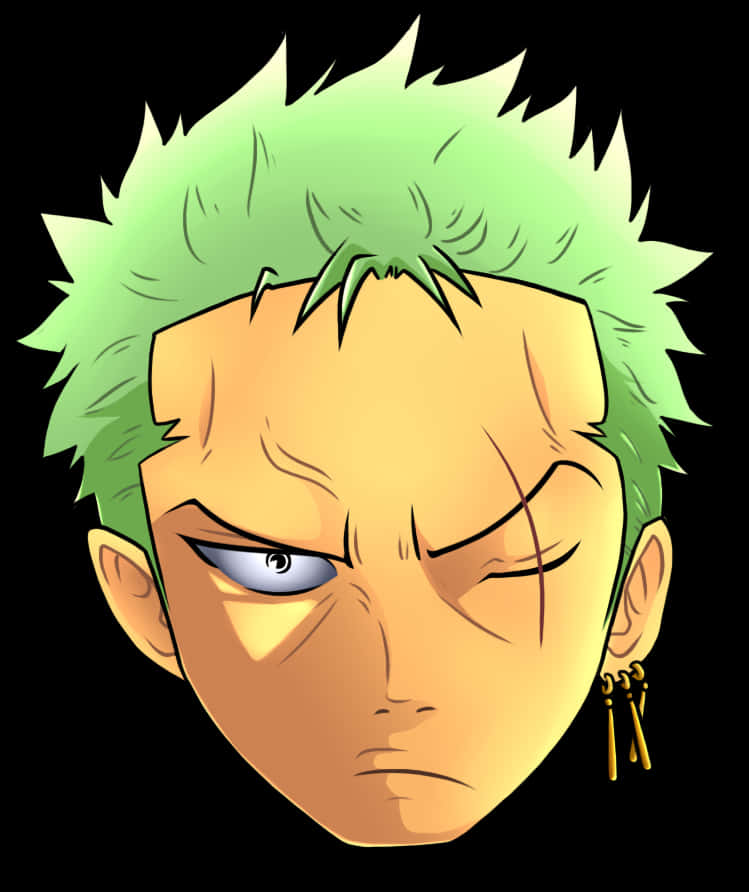 Green Haired Anime Character Portrait PNG image