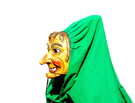 Green Hooded Witch Mask PNG image