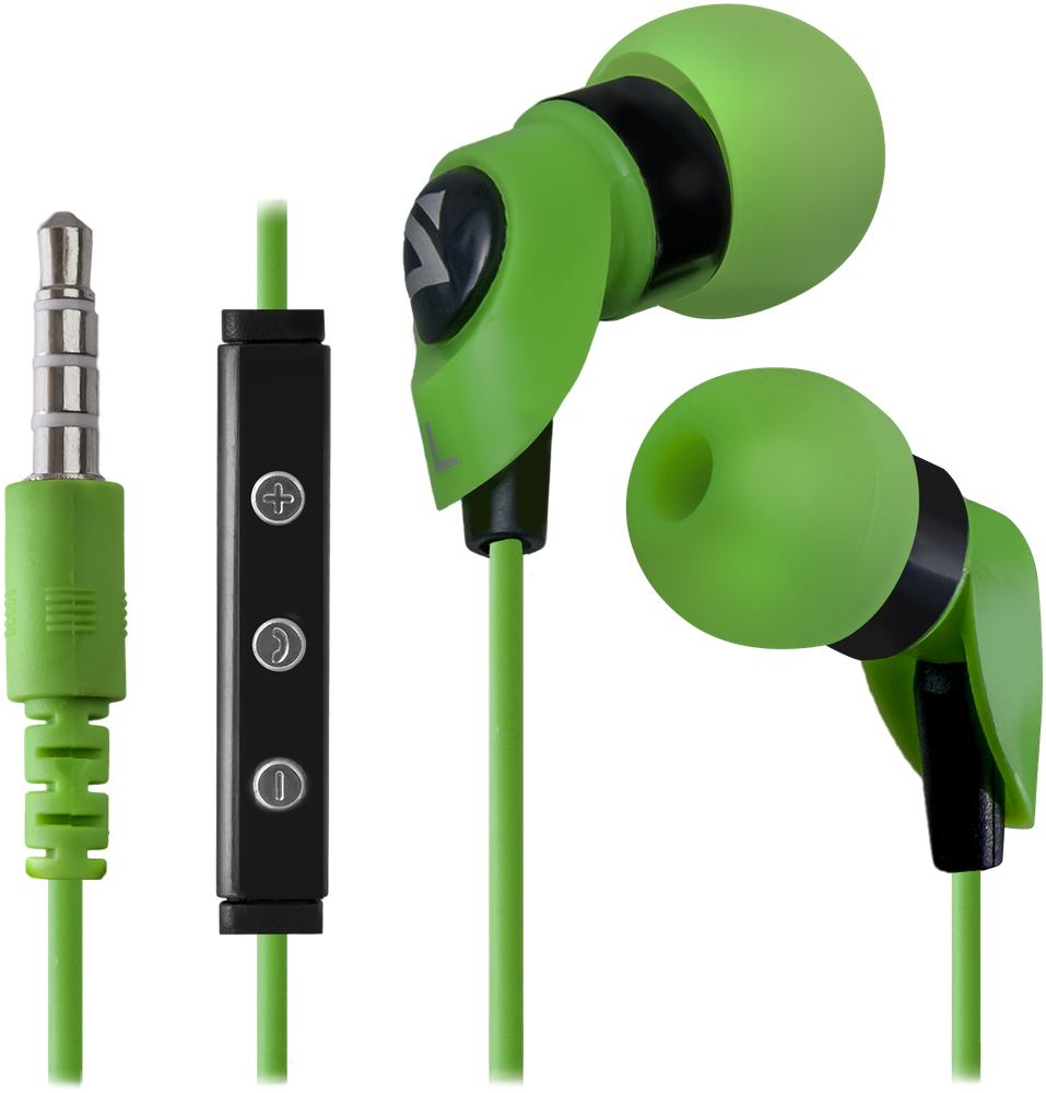 Green In Ear Headphoneswith Mic PNG image