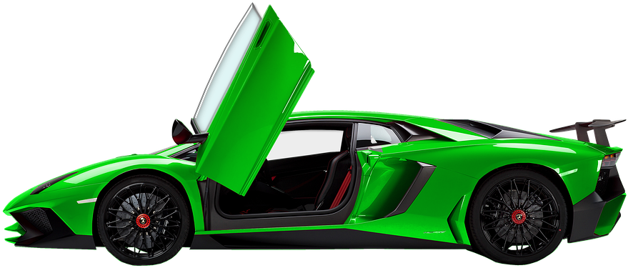 Green Lamborghini Aventador S V J Side View PNG image