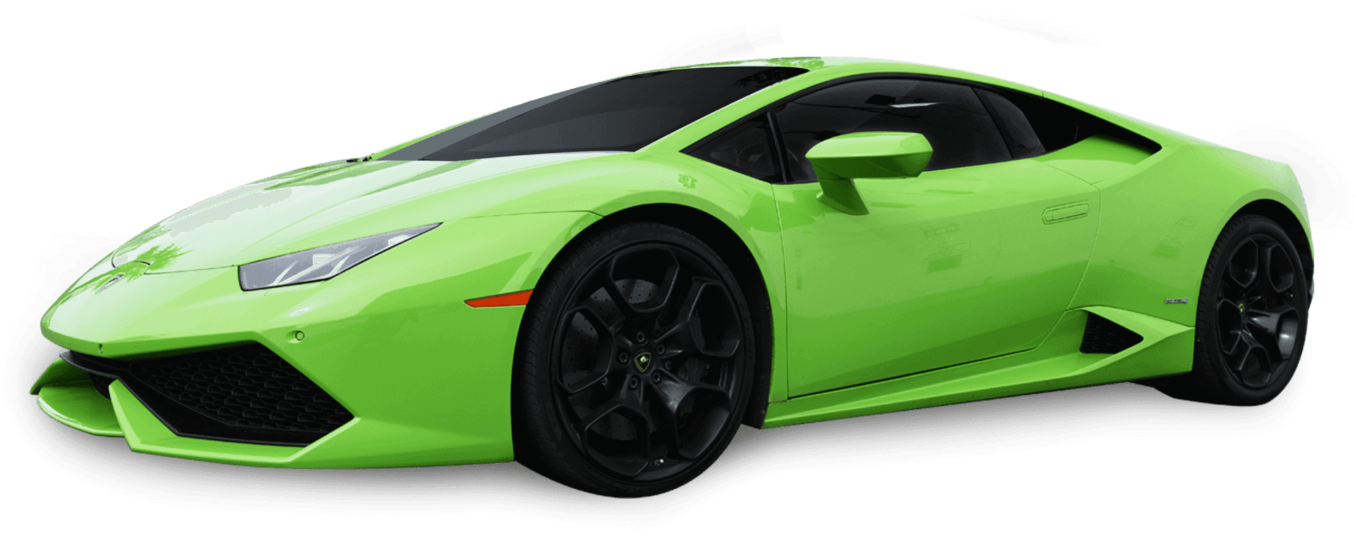 Green Lamborghini Huracan Side View PNG image