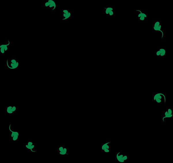 Green Leaf Patternon Black Background PNG image