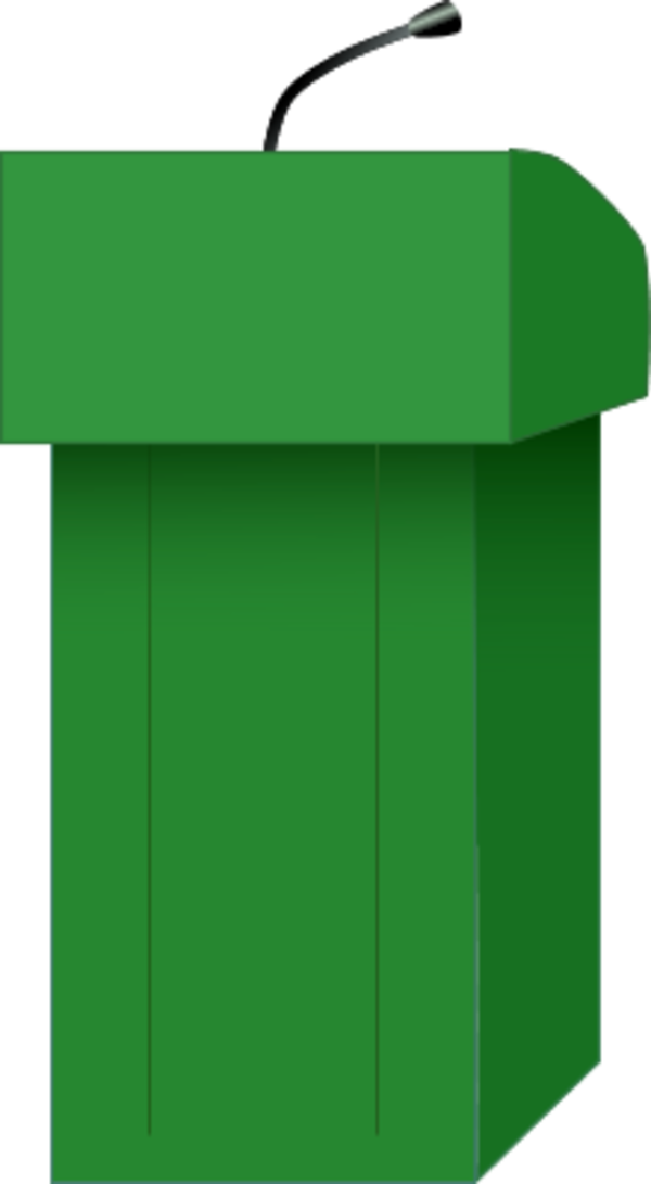 Green Lecternwith Microphone PNG image