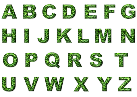 Green Matrix Style Alphabet PNG image