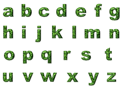 Green Matrix Style Alphabet PNG image