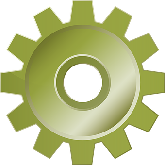 Green Metallic Gear Graphic PNG image