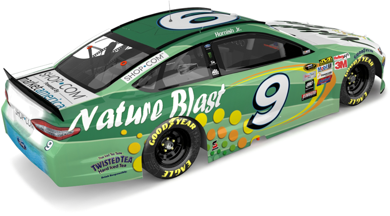 Green Nature Blast Race Car Number9 PNG image