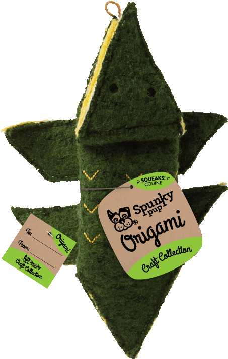 Green Origami Dog Toy PNG image