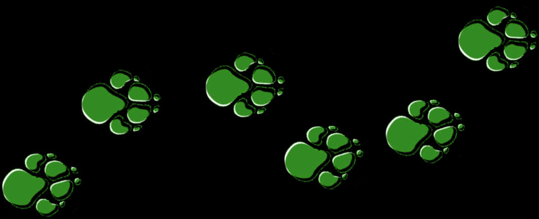 Green Paw Printson Black Background PNG image