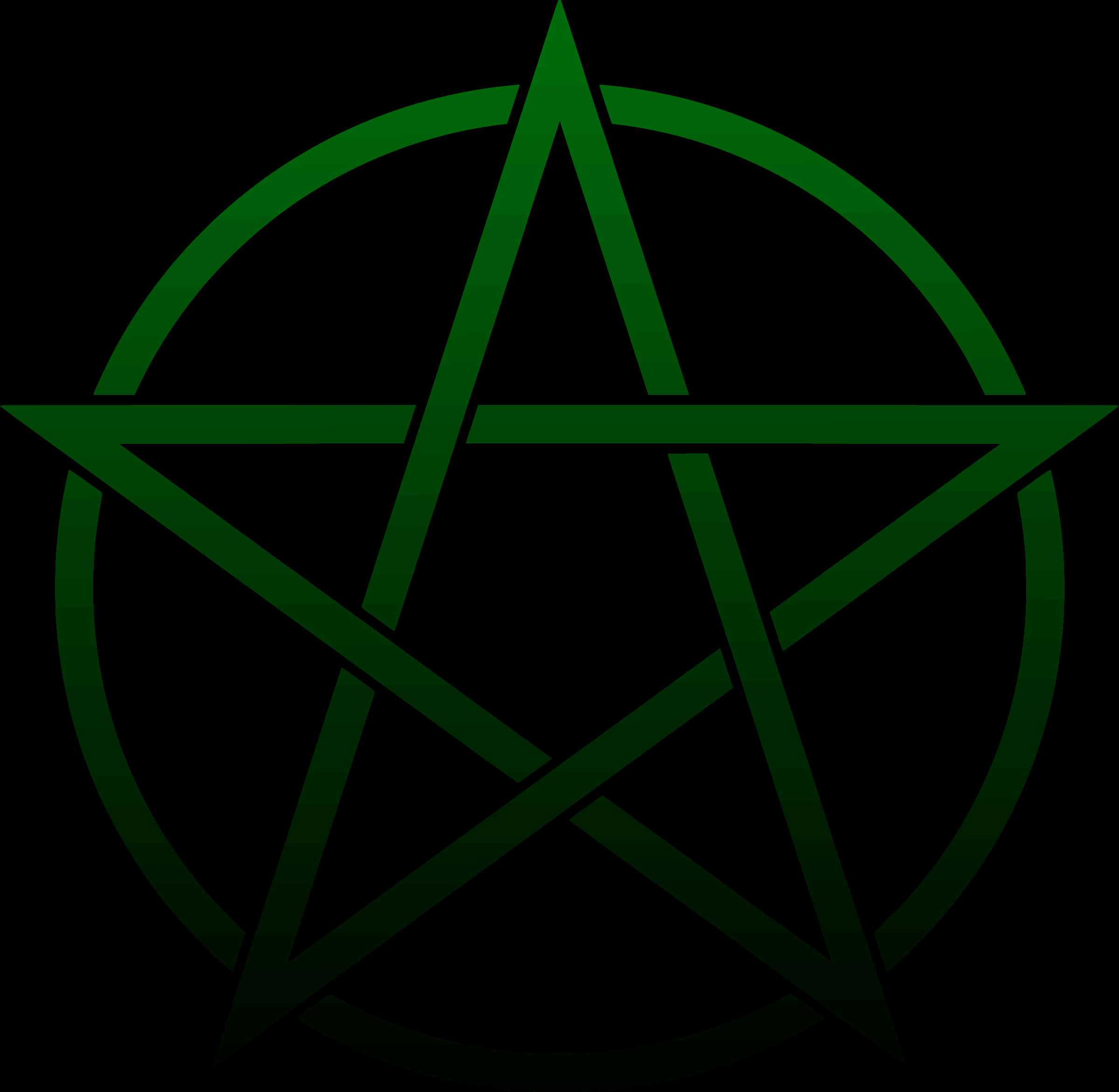 Green Pentagramon Black Background PNG image