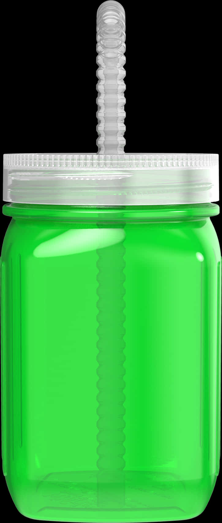 Green Plastic Jarwith Straw PNG image