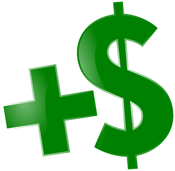 Green Plus Dollar Sign PNG image