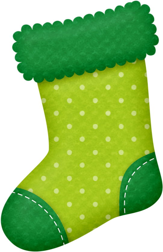 Green Polka Dot Christmas Stocking PNG image