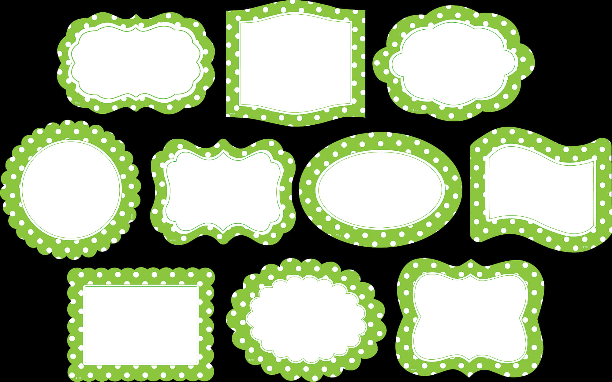 Green Polka Dot Frames Collection PNG image