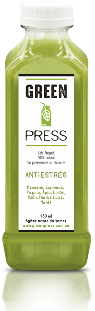 Green Press Cold Pressed Juice Bottle PNG image