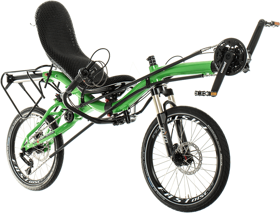 Green Recumbent Bicycle Isolated PNG image