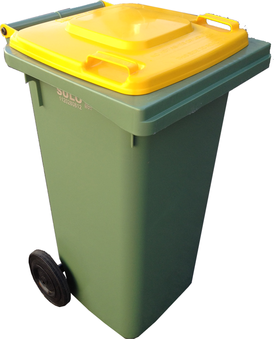 Green Recycling Bin Yellow Lid.png PNG image