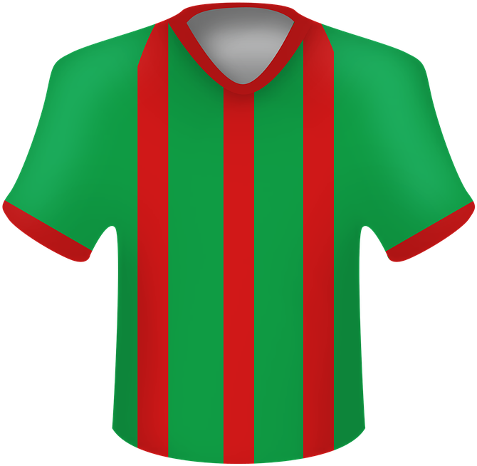 Green Red Striped Soccer Jersey PNG image