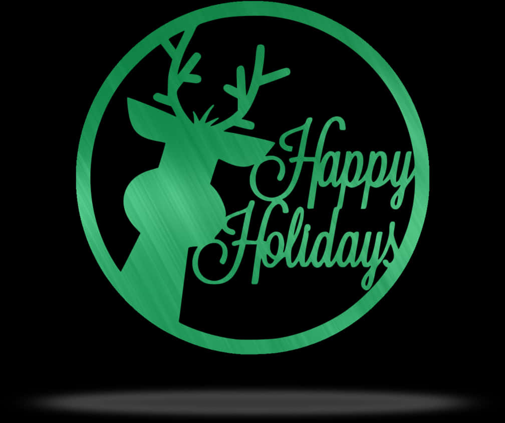 Green Reindeer Happy Holidays Sign PNG image