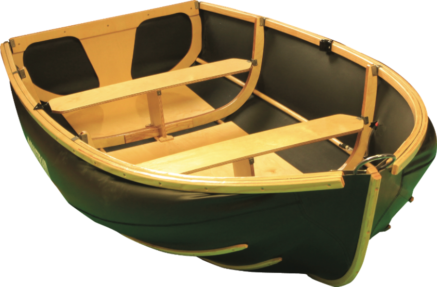 Green Rowboat Wooden Seats PNG image