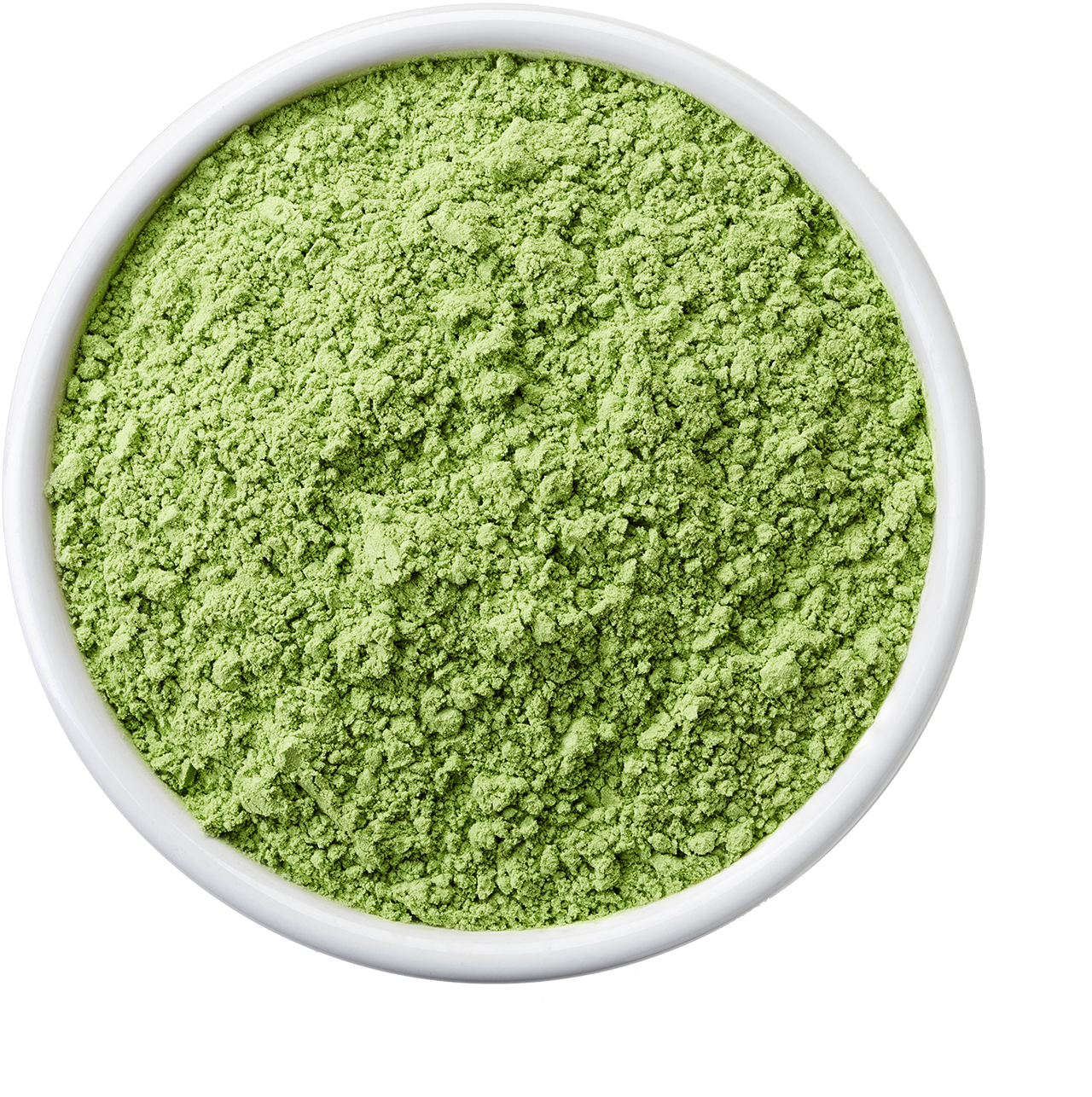 Green Seaweed Powderin White Bowl PNG image