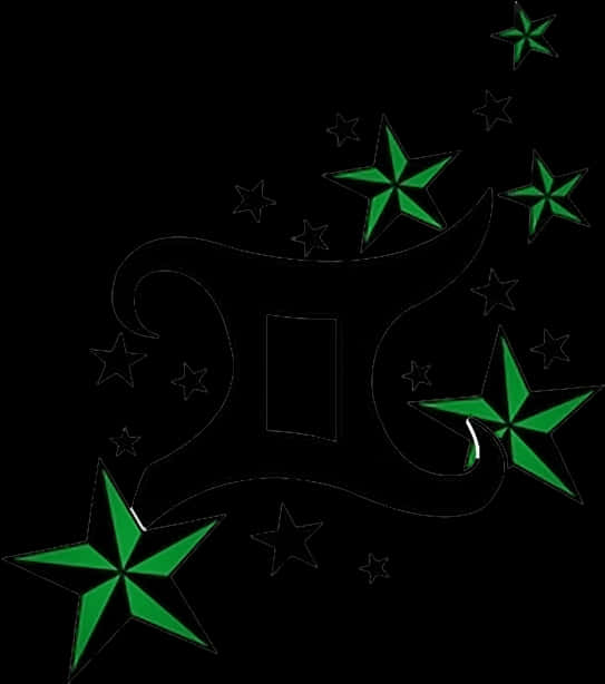 Green Starsand Abstract Shape Tattoo Design PNG image
