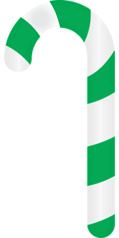 Green Striped Candy Cane PNG image