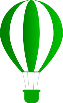 Green Striped Hot Air Balloon Icon PNG image