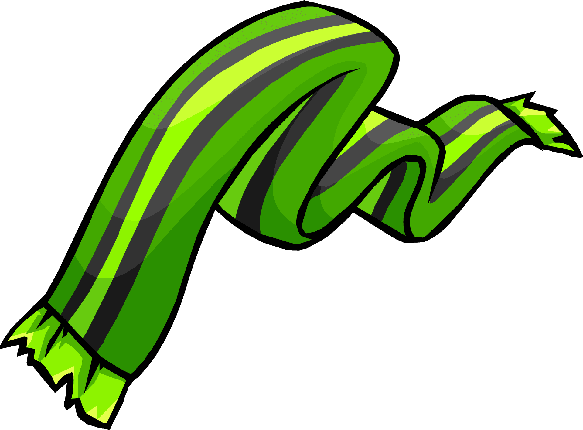 Green Striped Scarf Cartoon PNG image