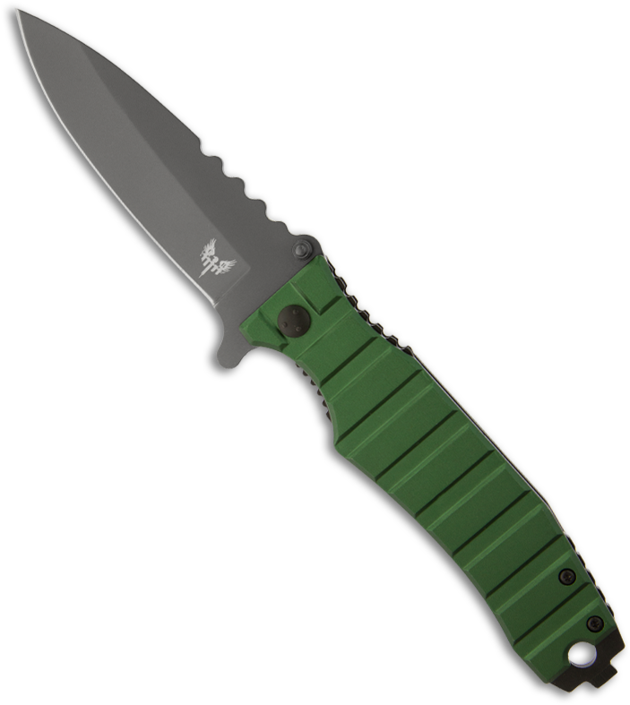 Green Tactical Folding Knife PNG image