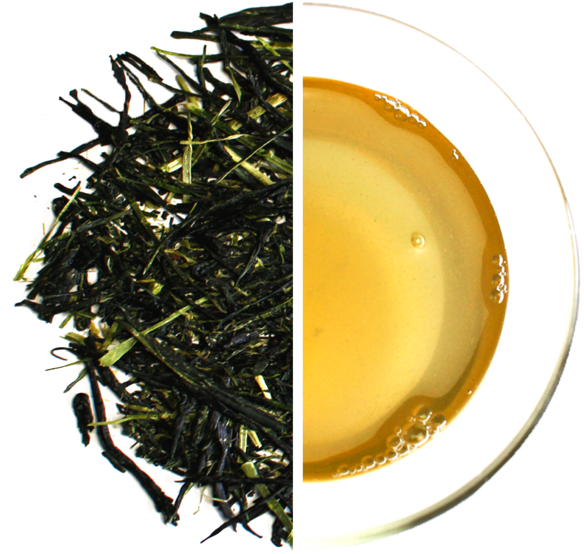 Green Tea Leavesand Brewed Tea PNG image
