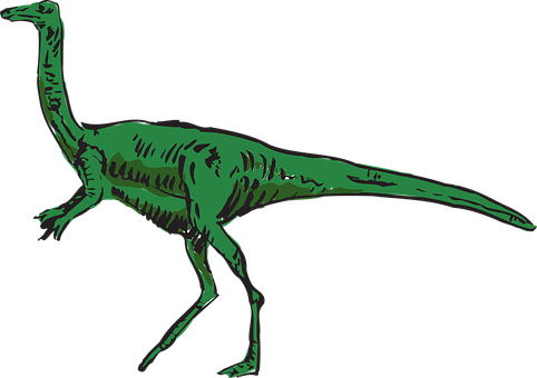 Green Theropod Dinosaur Illustration PNG image
