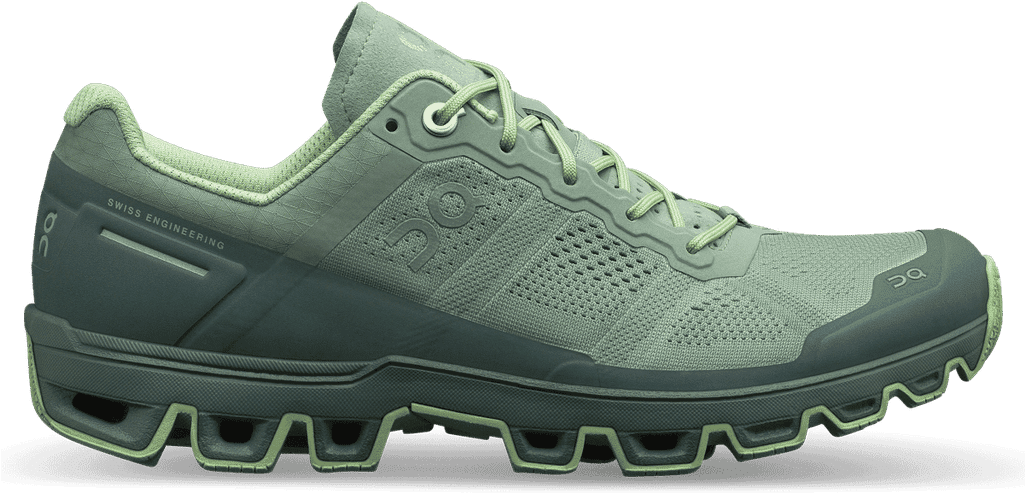 Green Trail Running Shoe Side View PNG image