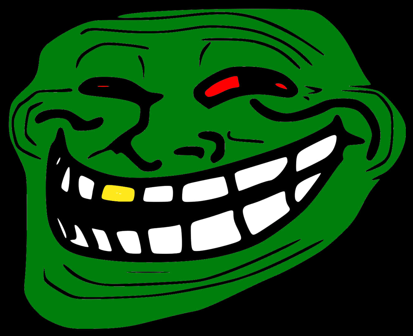 Green Troll Face Grin PNG image