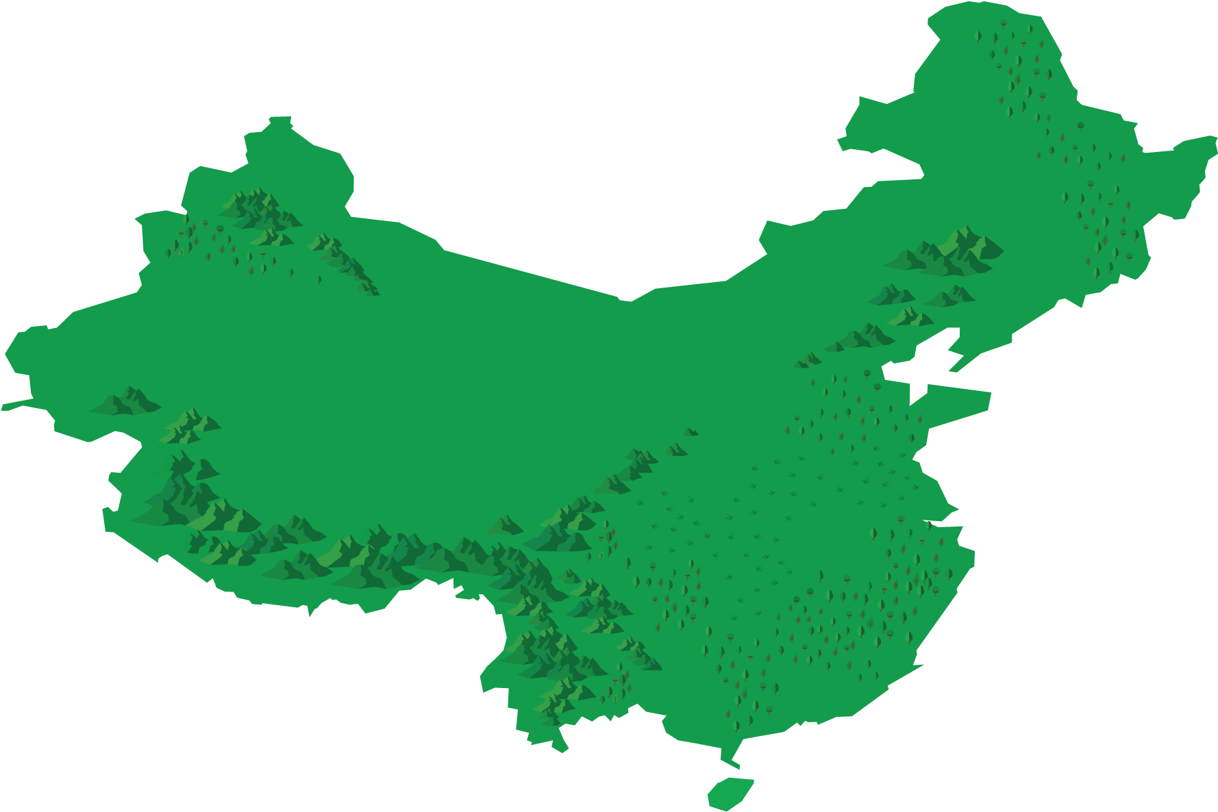 Green Vector Mapof China PNG image
