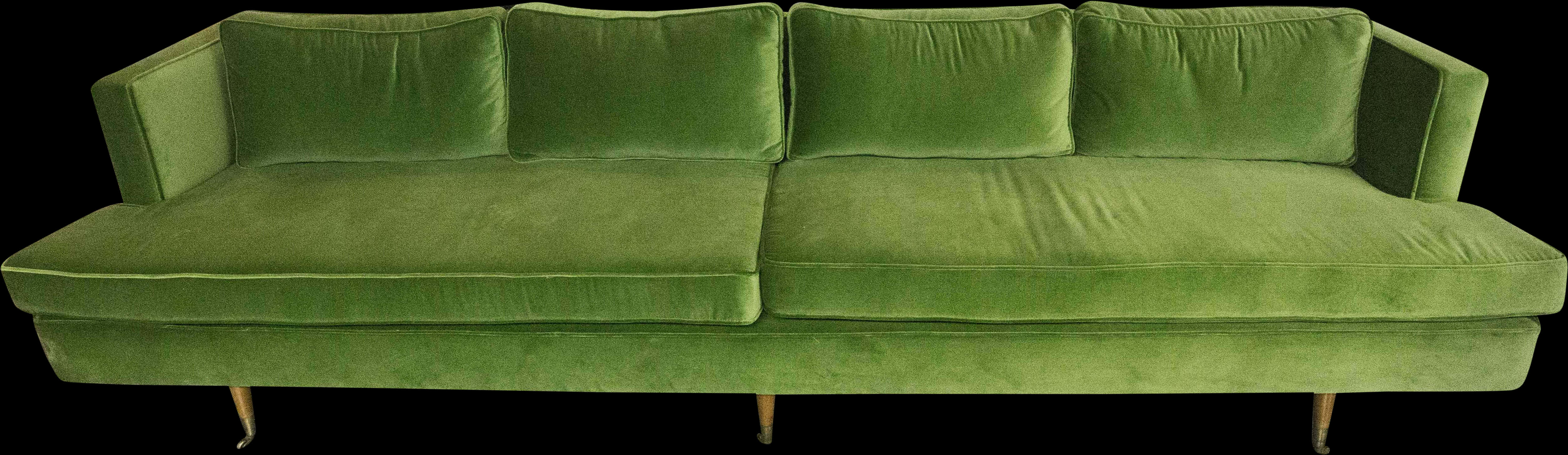 Green Velvet Sofa Elegant Design PNG image