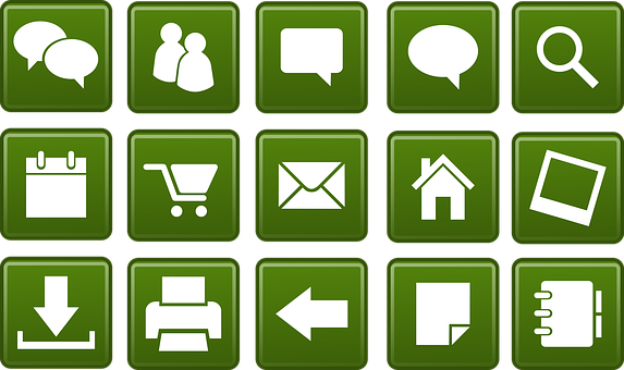 Green Web Icons Set PNG image