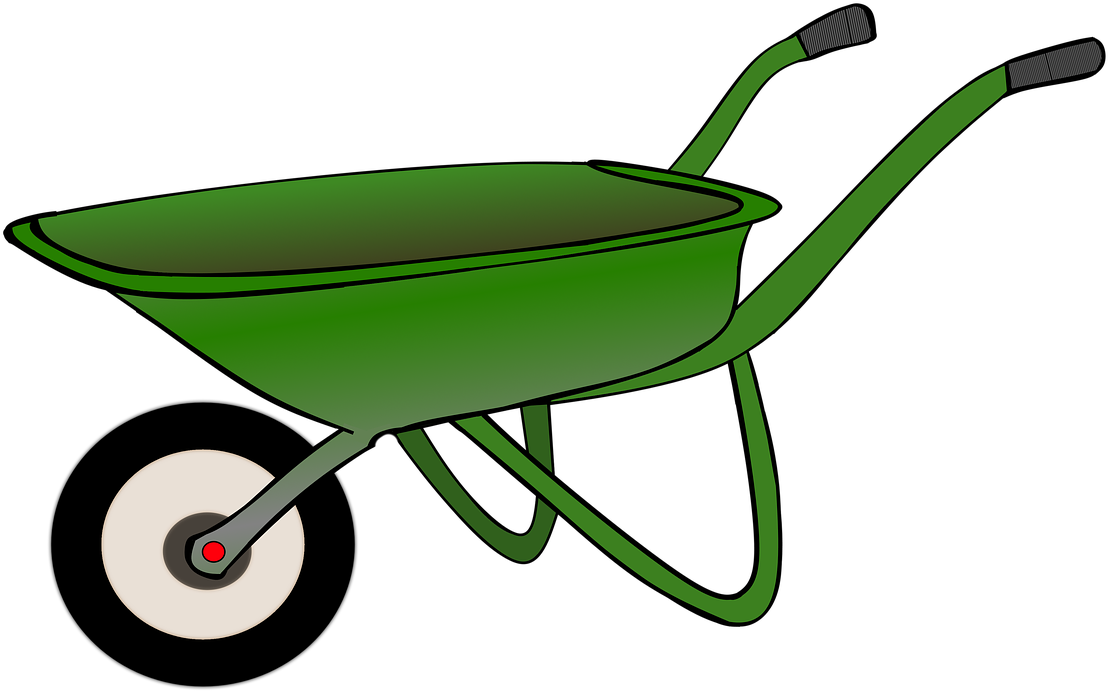 Green Wheelbarrow Illustration PNG image