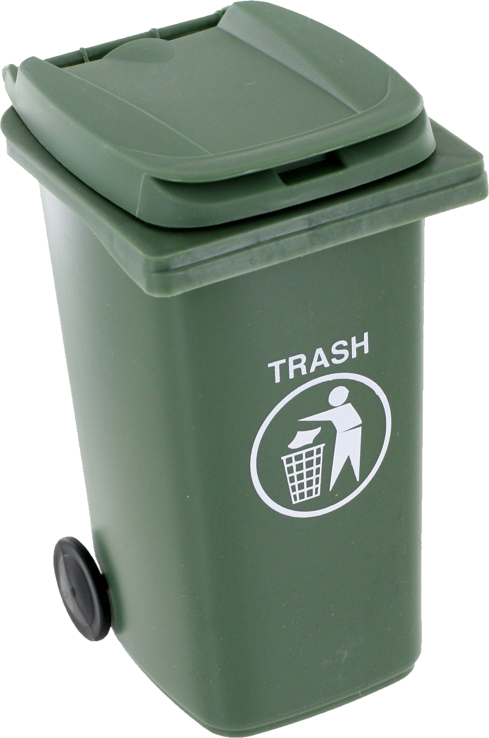 Green Wheeled Trash Bin PNG image