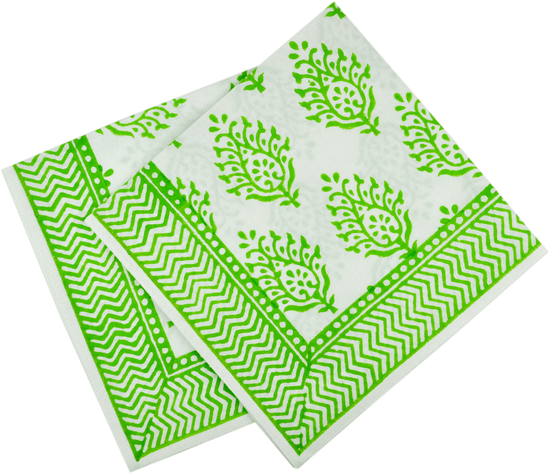 Green White Printed Napkin PNG image