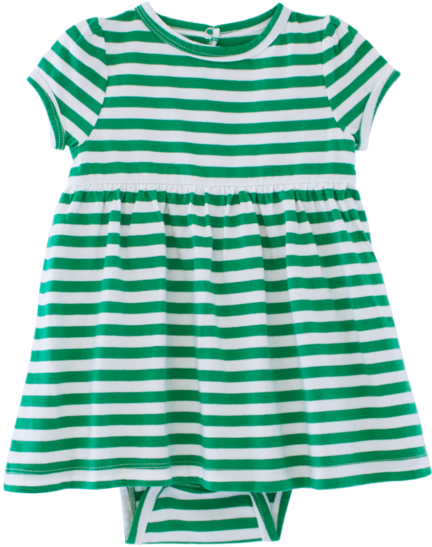 Green White Striped Baby Dress PNG image