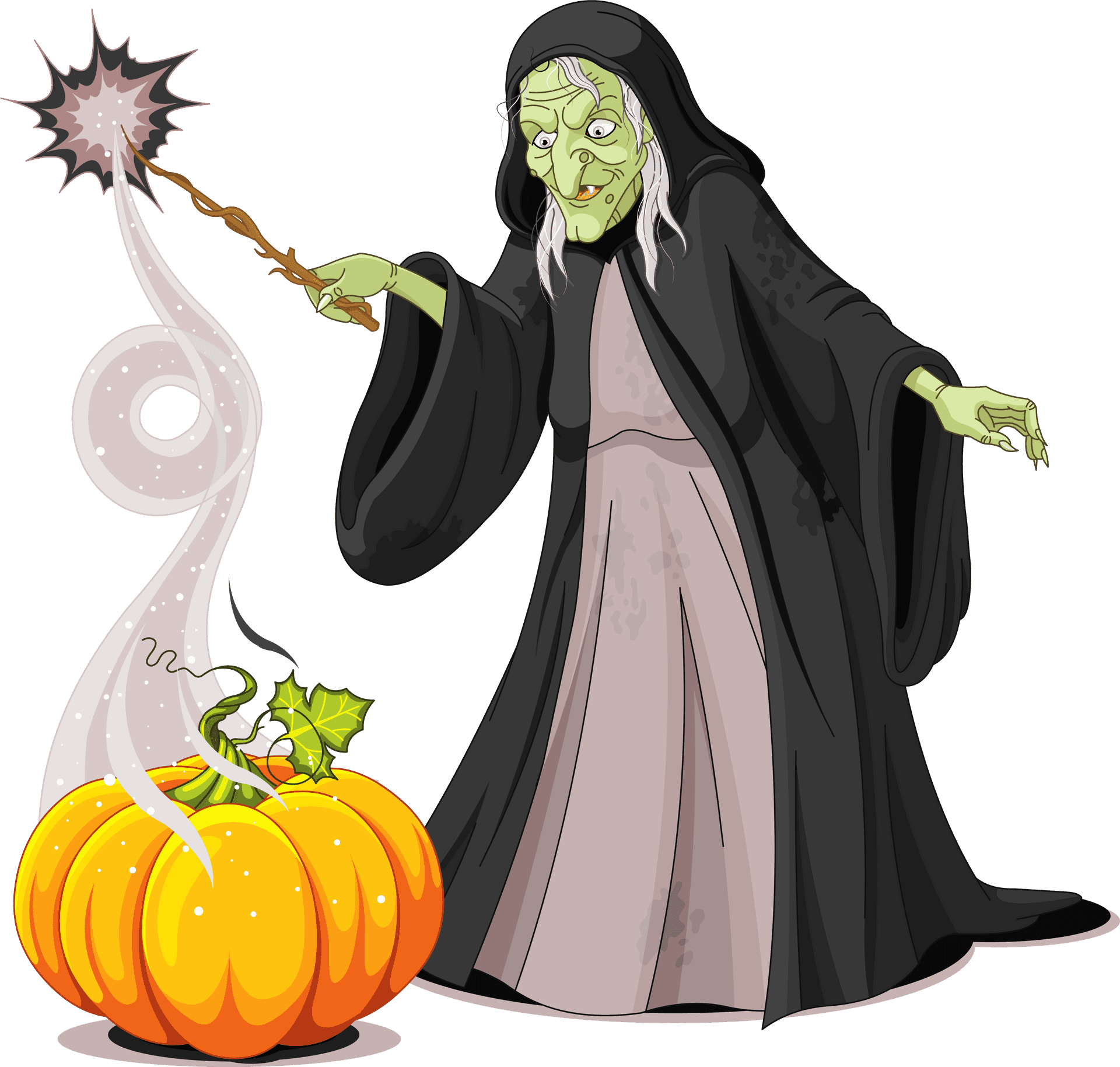 Green Witch Casting Spell PNG image